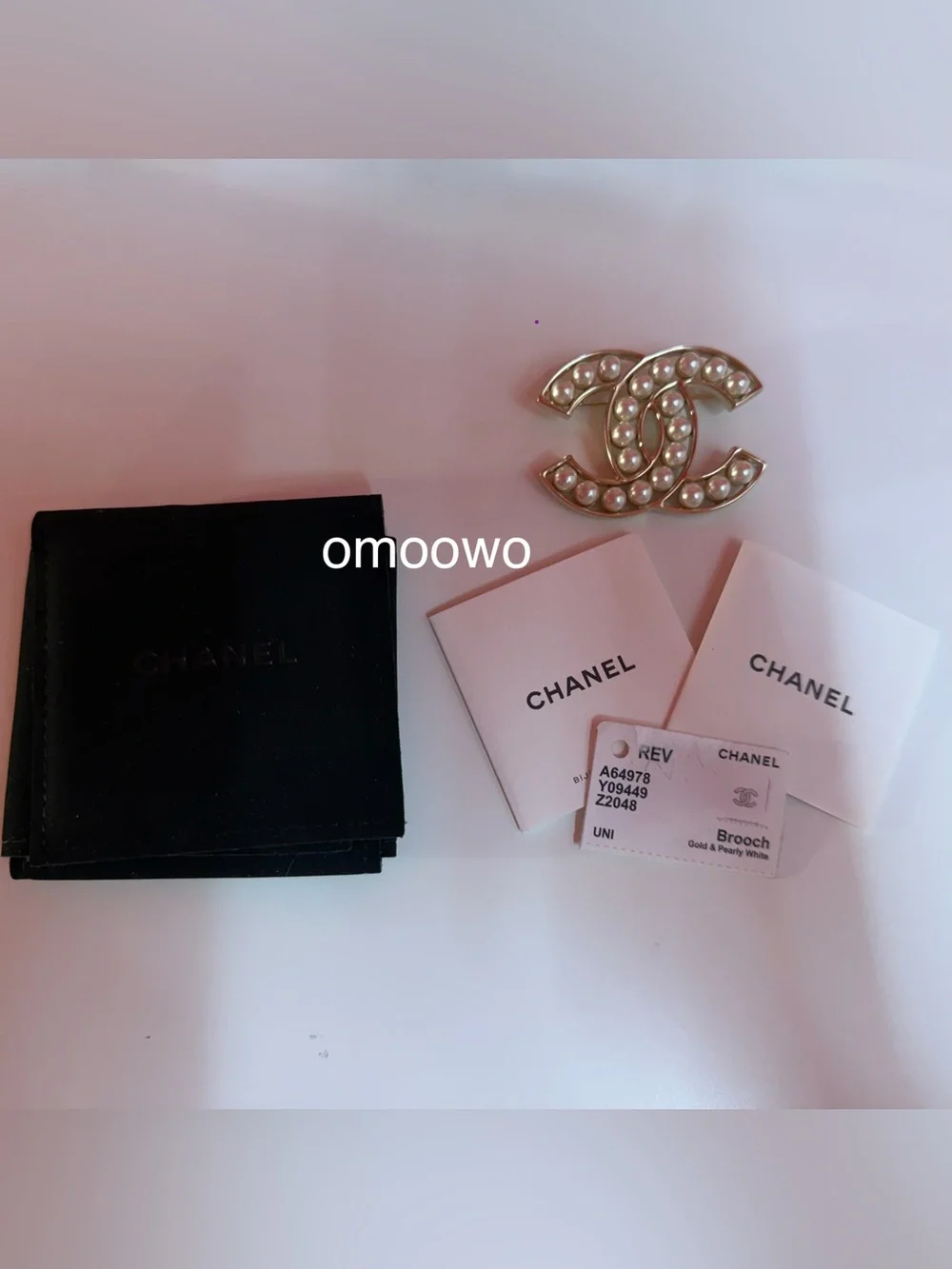 CHANEL Champagne Gold-Tone CC Pearl Brooch Rare